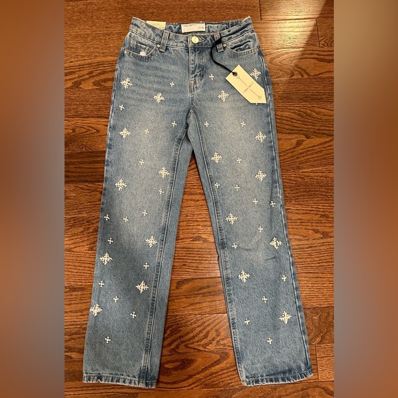 Embellished Pearl Straight Leg Jeans - Picture 1 of 3
